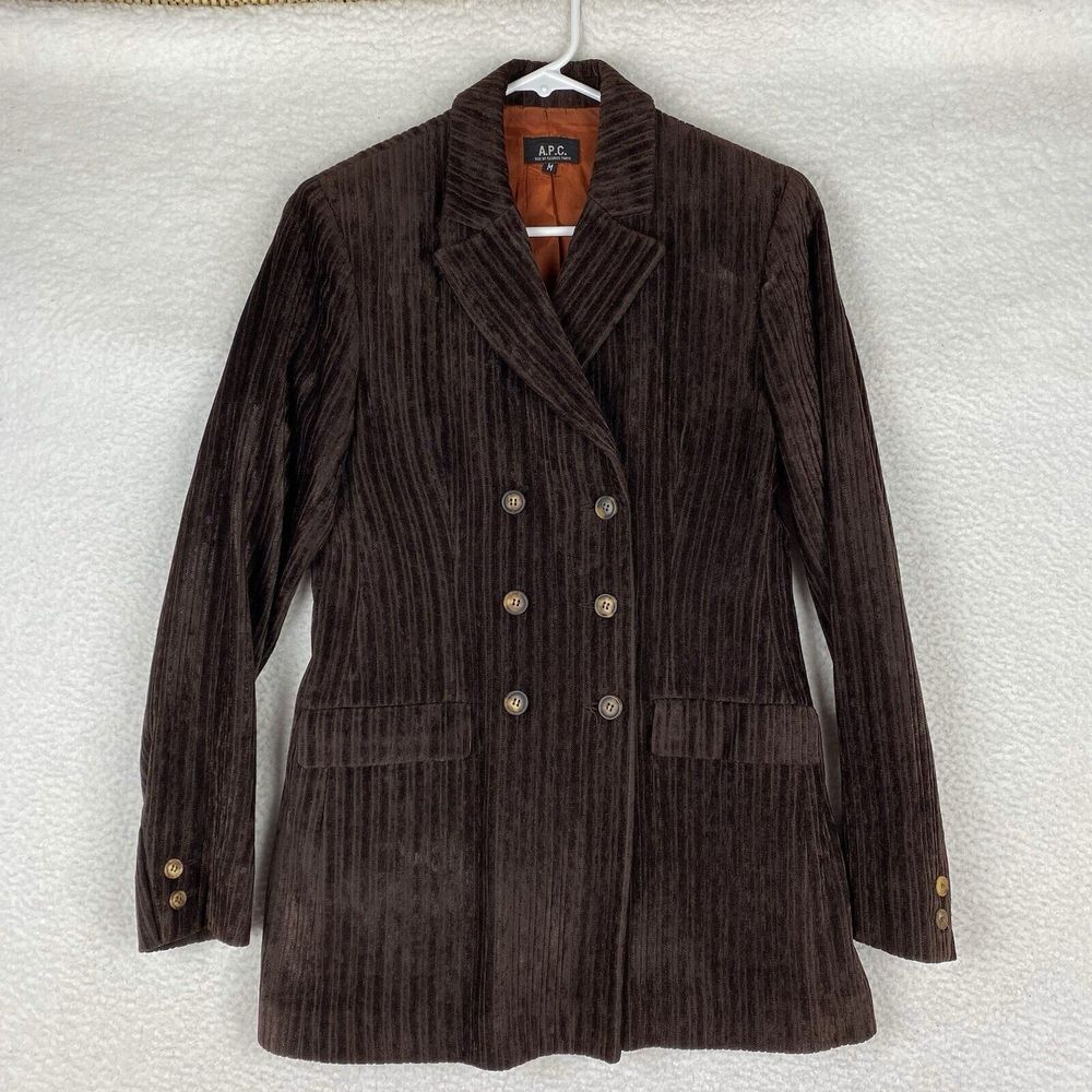 A.P.C. Blazer Womens Size M Brown Corduroy Coat French 6‎ Button Double Breasted